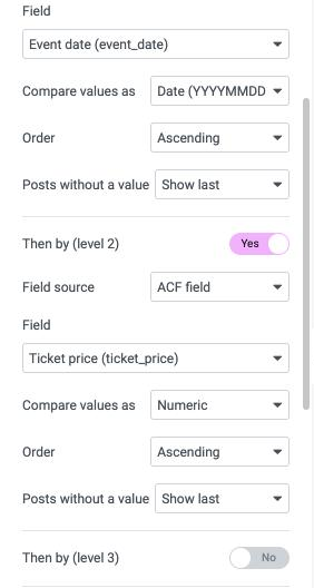LoopSort “Then by” sort levels in the Elementor Loop Grid panel